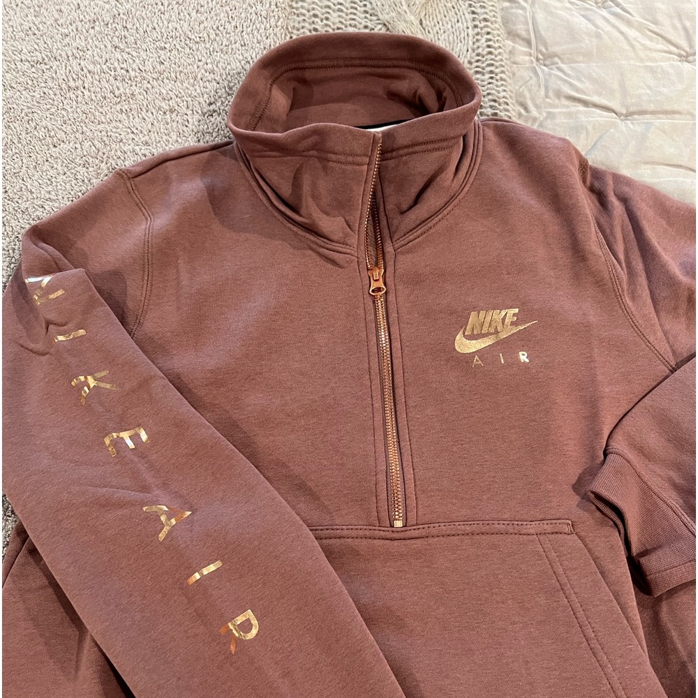 Nike Quarter Zip Sweatshirt Mauve Pink Size S